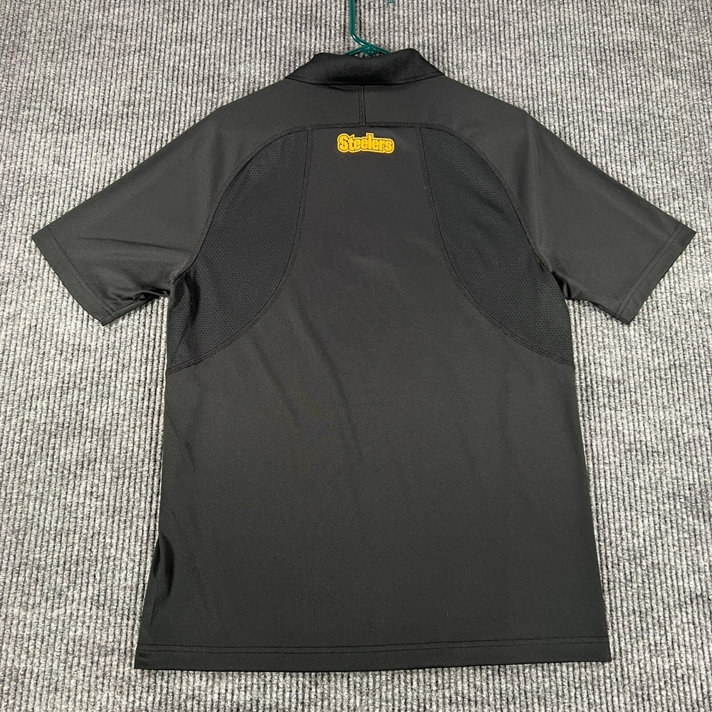 Pittsburg Steelers Polo Shirt Mens Medium Black Short Sleeve NFL Football - Picture 10 of 11